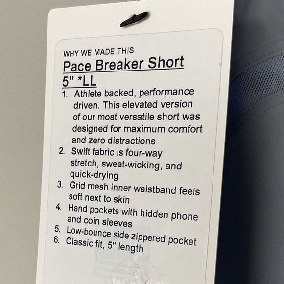 LULULEMON Pace Breaker Shorts Men XL Pale Blue NEW 5" Inseam - Picture 11 of 11